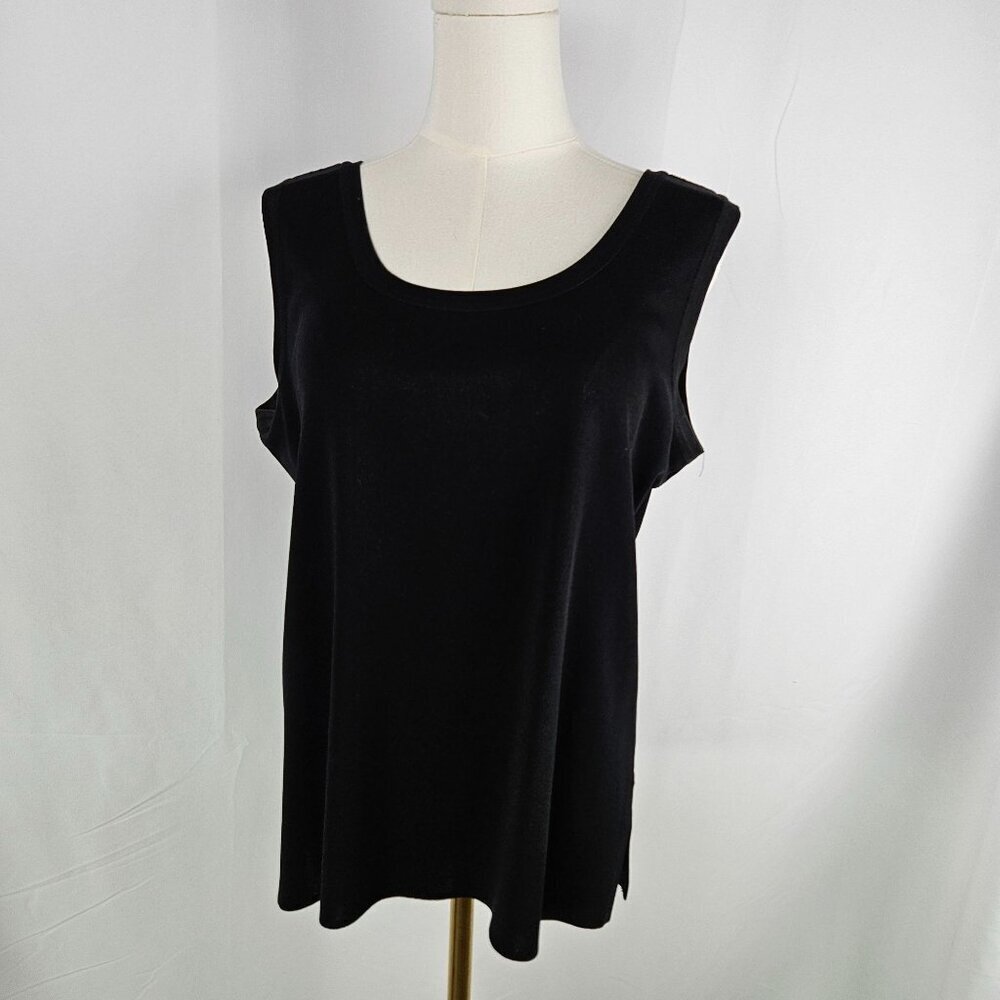 Exclusively Misook Black Knit Sleeveless Scoop Neck Tank Top Size Medium